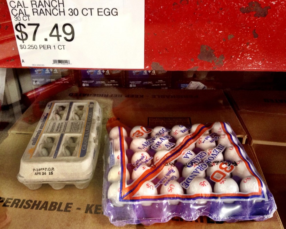 カリフォルニア産の卵 $7.49/30個 (コストUレス)